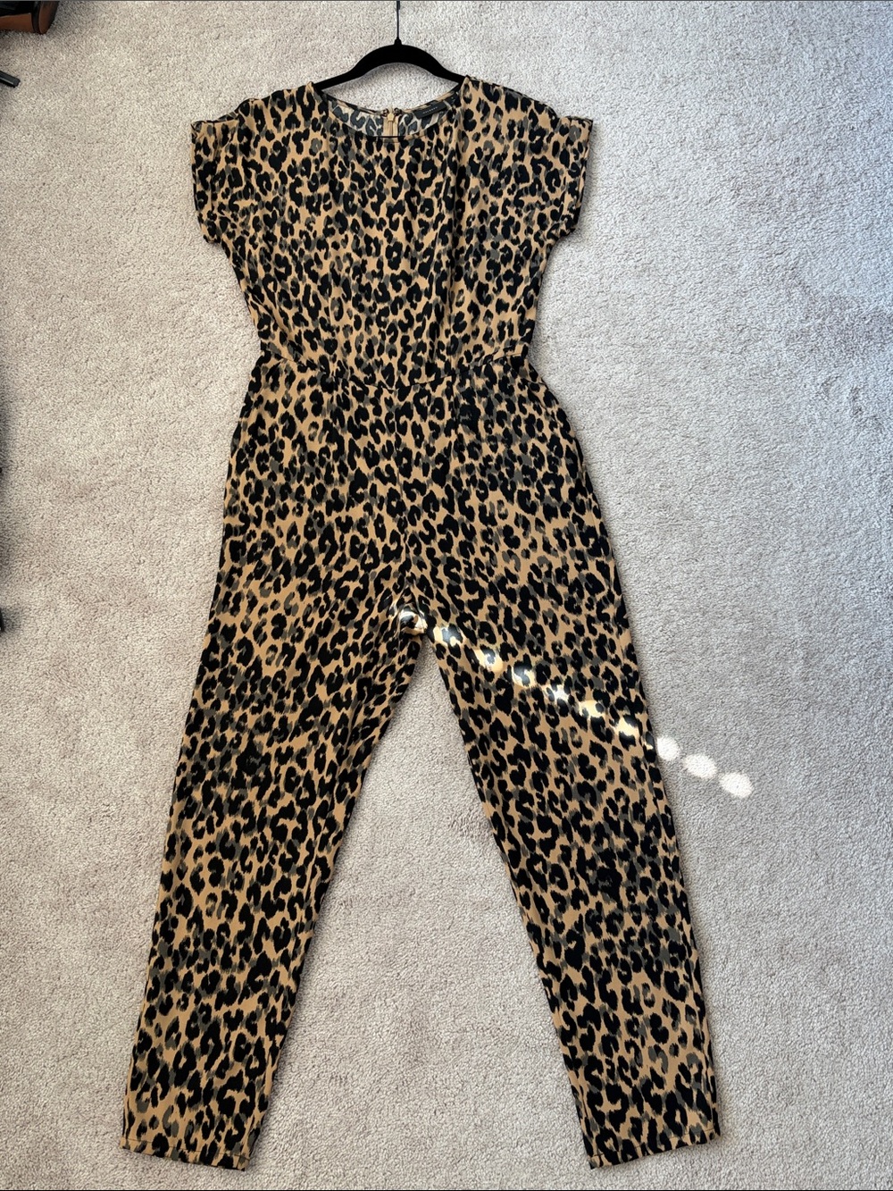 Halogen Leopard-Print Jumpsuit in Tan and Black